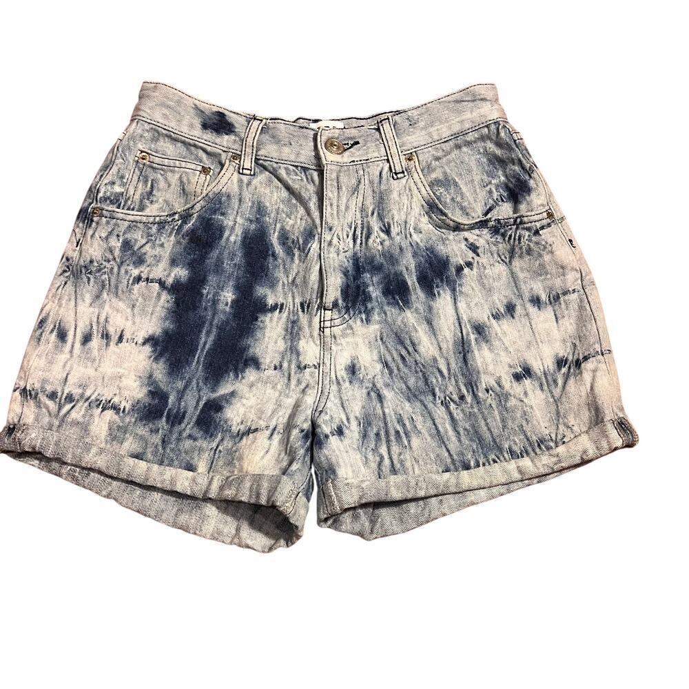 BDG Urban Outfitters Blue Tie Dye High Rise Mom Jean Shorts Size 29 Jorts Acid